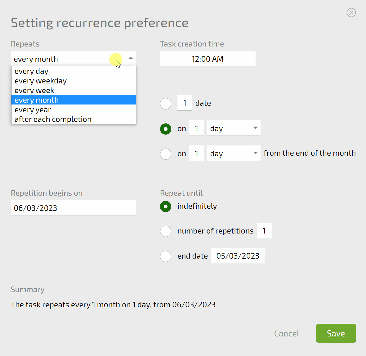 Interaction with the application interface